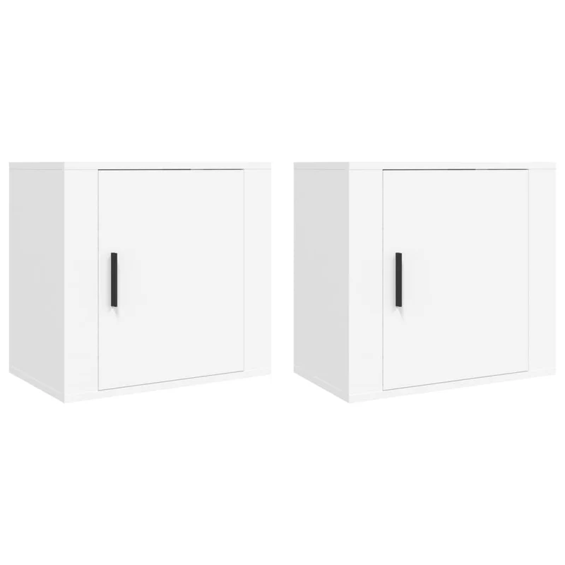 Lot de 2 tables de chevet murales avec compartiment avec porte 50 x 30 x 47 cm bois d'ingénierie blanc DEC036024