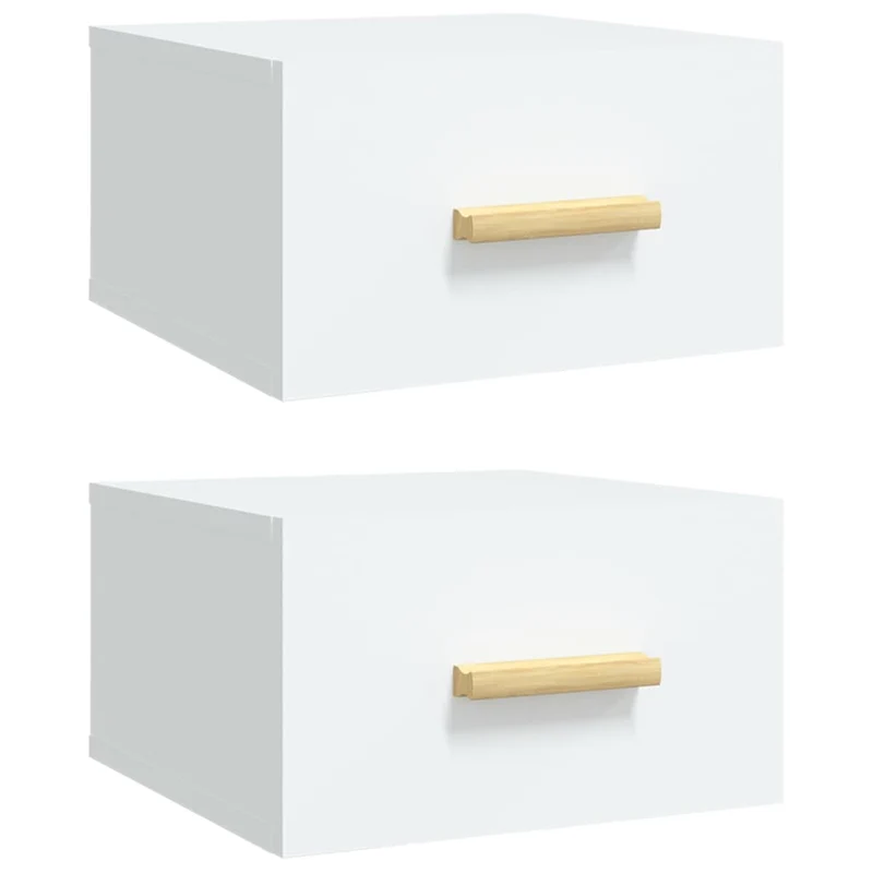 Lot de 2 tables de chevet murales avec tiroir 35 x 35 x 20 cm en bois d'ingénierie blanc DEC036019