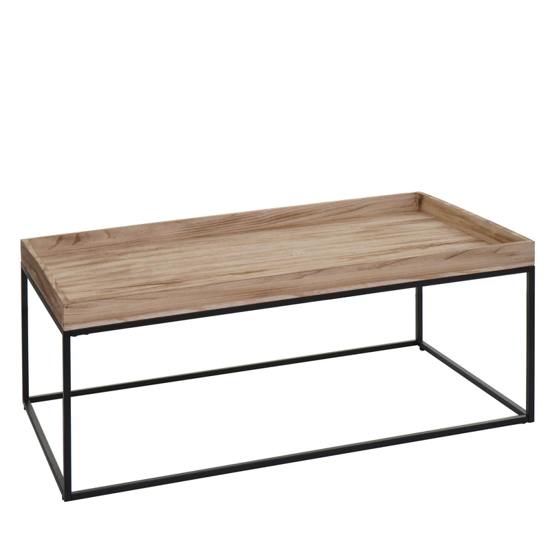 Table basse table d'appoint en bois et métal 46x110x60 cm couleur naturelle 04_0008432
