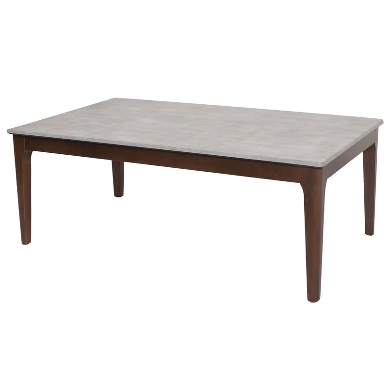 Table basse table d'appoint en bois plateau HDF 46x120x70 cm aspect béton pieds marron 04_0008460