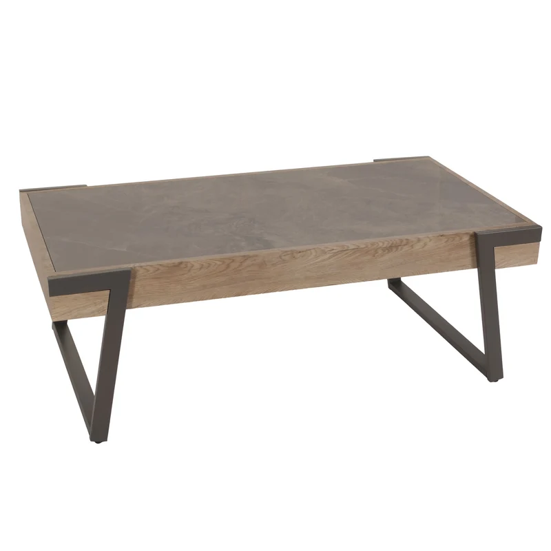 Table basse table de salon 43x120x64 cm pierre frittée aspect marbre gris bois gris-marron 04_0008448