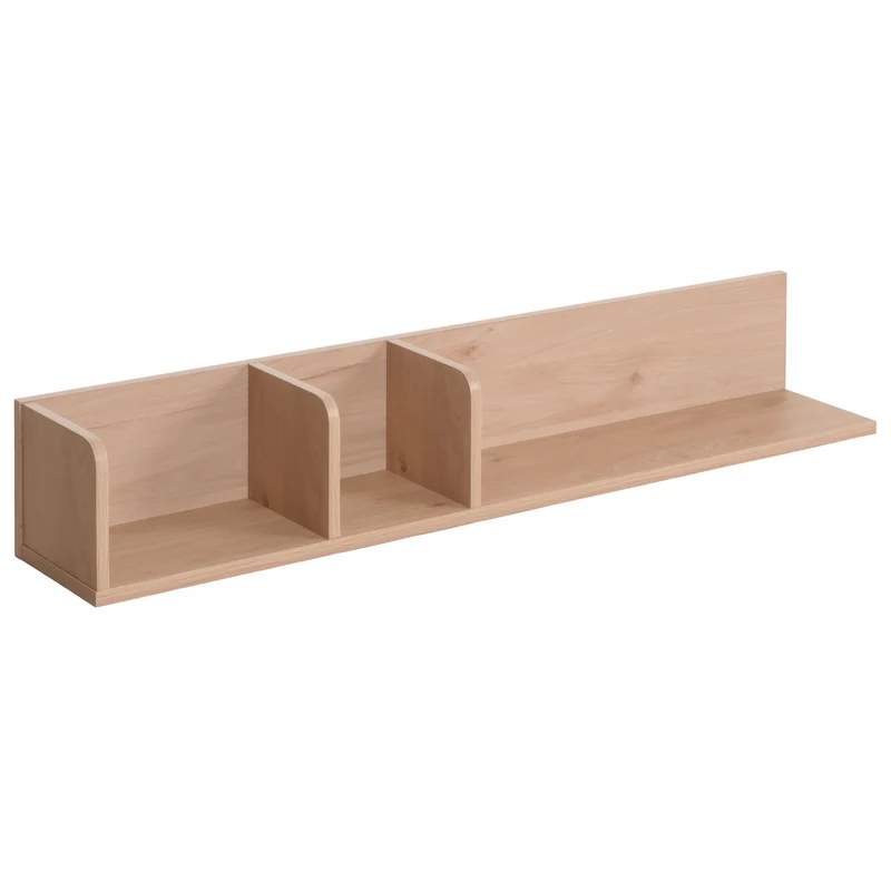 Étagère murale suspendue étagère en bois 3 compartiments en bois de manguier beige 20x120x21 cm 04_0008684