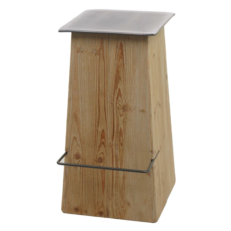 Tabouret de bar avec repose-pieds design rustique industriel en bois massif naturel et MDF 04_0008585