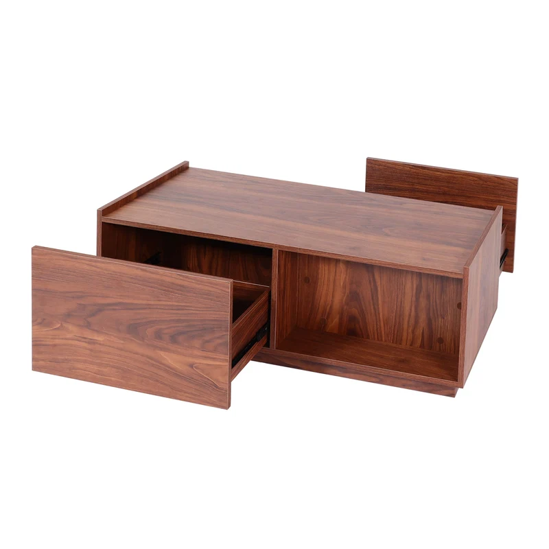 Table basse table de salon table d'appoint avec tiroir 110x50x40 cm MDF aspect noyer 04_0008431