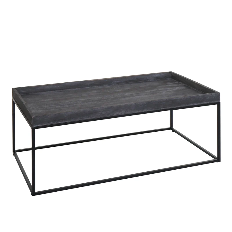 Table basse table d'appoint 46 x 110 x 60 cm en bois gris foncé et métal 04_0008433