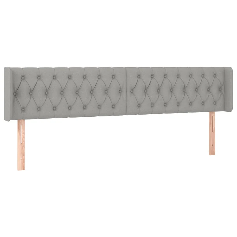 Tête de lit accessoire couchage chambre à coucher meuble à LED 203 x 16 x 78/88 cm tissu gris clair TDL0201291