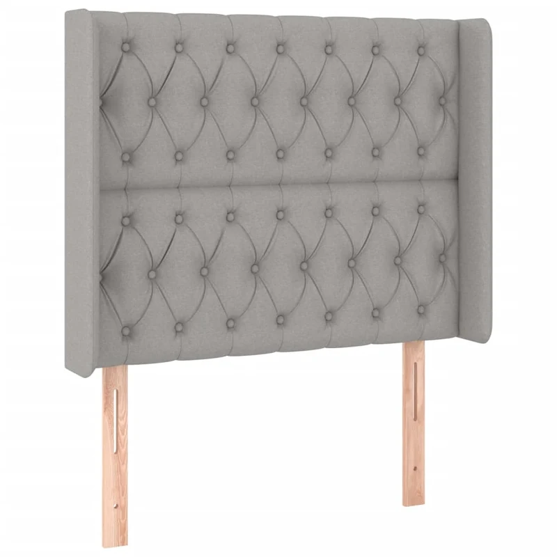 Tête de lit accessoire couchage chambre à coucher meuble à LED 93 x 16 x 118/128 cm tissu gris clair TDL0201229