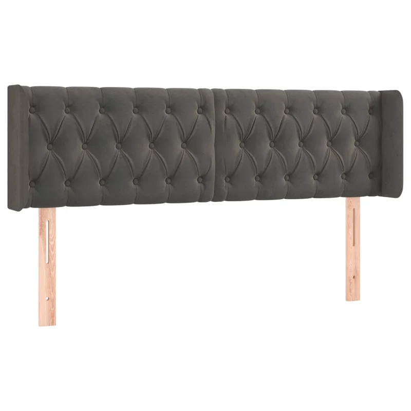 Tête de lit accessoire couchage chambre à coucher meuble à LED 163 x 16 x 78/88 cm tissu velours gris foncé TDL0201105