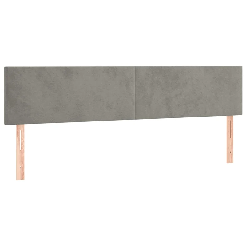 Tête de lit accessoire couchage chambre à coucher meuble à LED 200 x 5 x 78/88 cm tissu velours gris clair TDL0201311