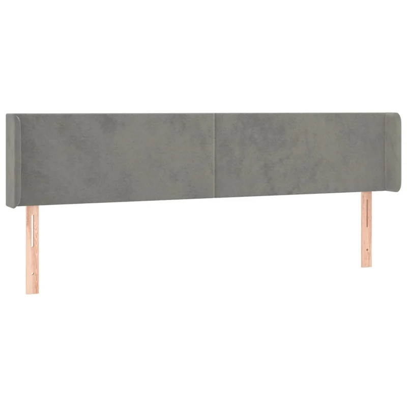 Tête de lit accessoire couchage chambre à coucher meuble à LED 203 x 16 x 78/88 cm tissu velours gris clair TDL0201290