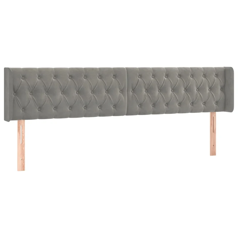 Tête de lit accessoire couchage chambre à coucher meuble à LED 203 x 16 x 78/88 cm tissu velours gris clair TDL0201288