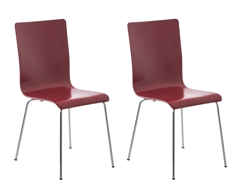Lot de 2 chaises de cuisine en bois rouge et métal CDS10061