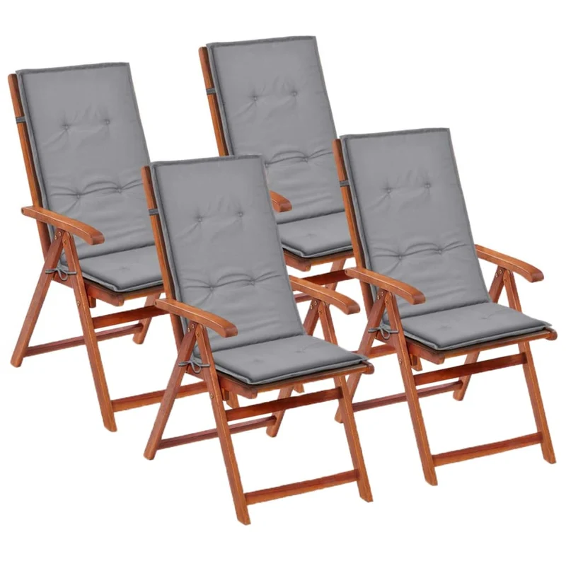 Lot de 4 coussins de chaise de jardin en tissu gris 120x50x3 cm DEC021545