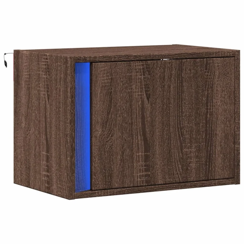 Table de chevet murale avec lumières LED 50 x 31 x 35 cm en bois d'ingénierie marron DEC034180