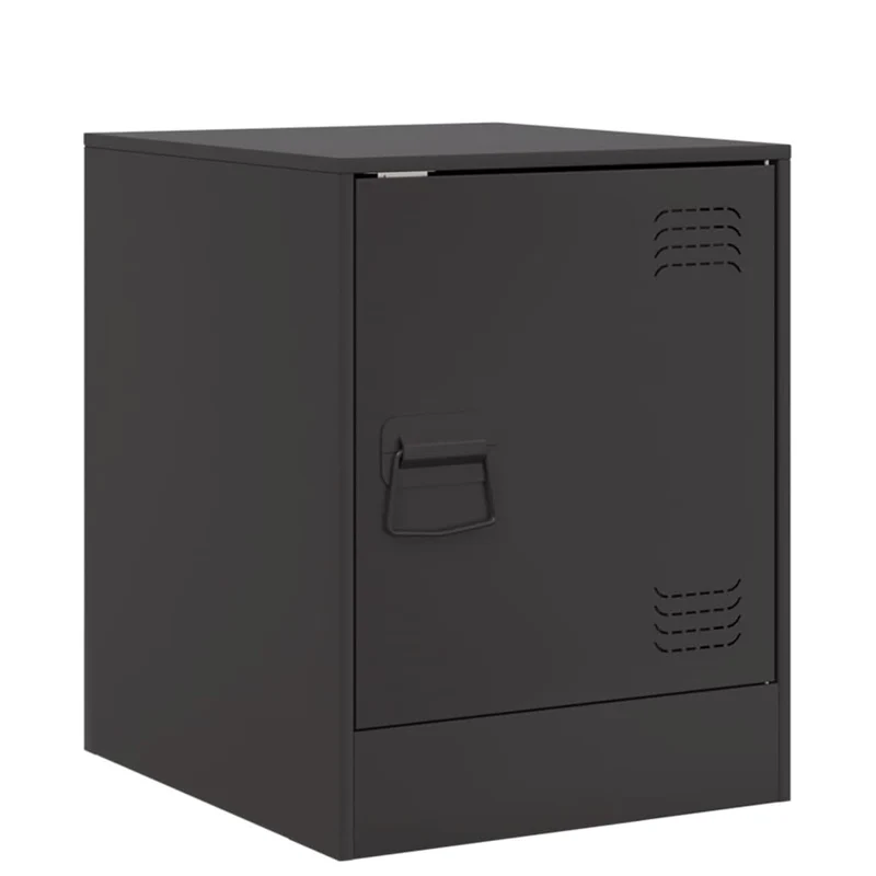 Table de chevet avec compartiment avec porte 34,5 x 39 x 44 cm acier noir DEC034349