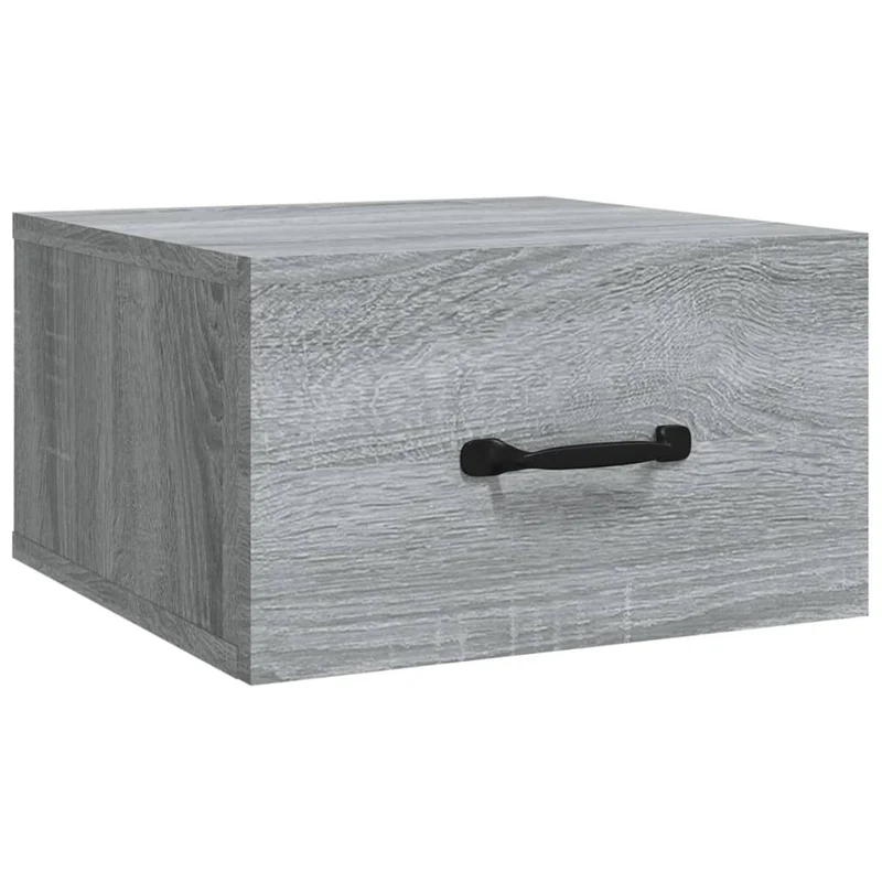 Table de chevet murale avec tiroir 35 x 35 x 20 cm bois d'ingénierie gris DEC034328