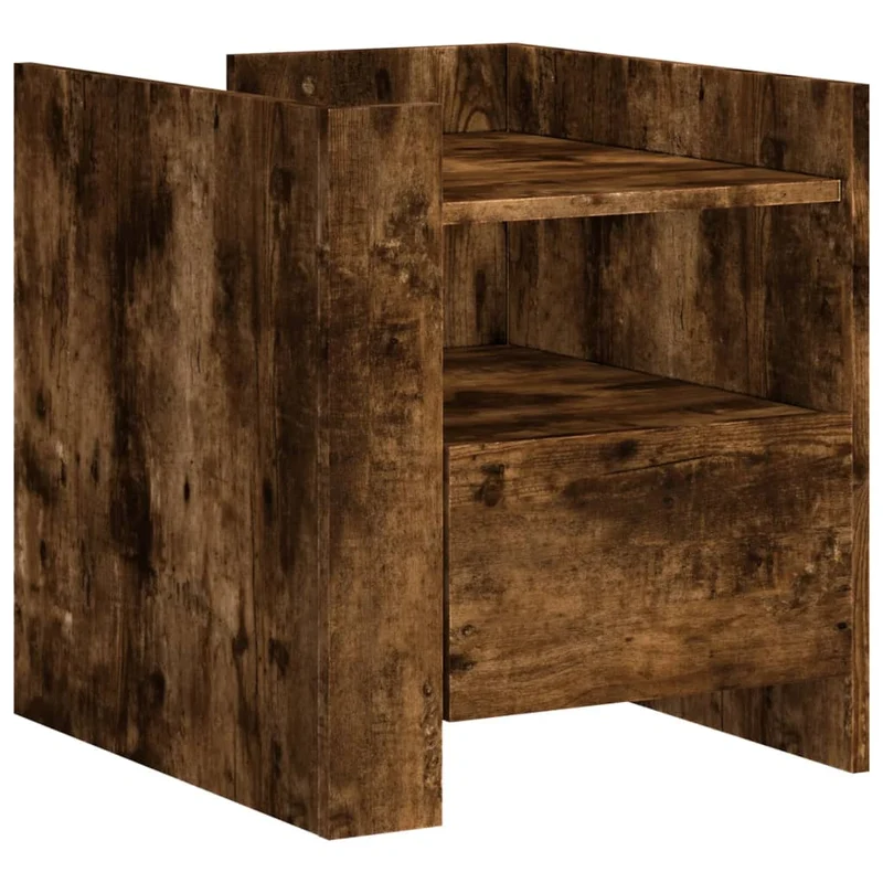 Table de chevet avec étagères et tiroir 45 x 50 x 50 cm bois d'ingénierie marron DEC033657