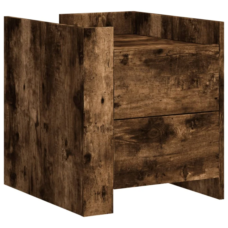 Table de chevet avec 2 tiroirs 45 x 50 x 50 cm bois d'ingénierie marron DEC033655