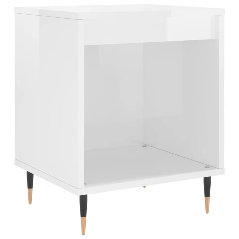 Table de chevet avec compartiment ouvert 40 x 35 x 50 cm bois d’ingénierie blanc et métal DEC033469