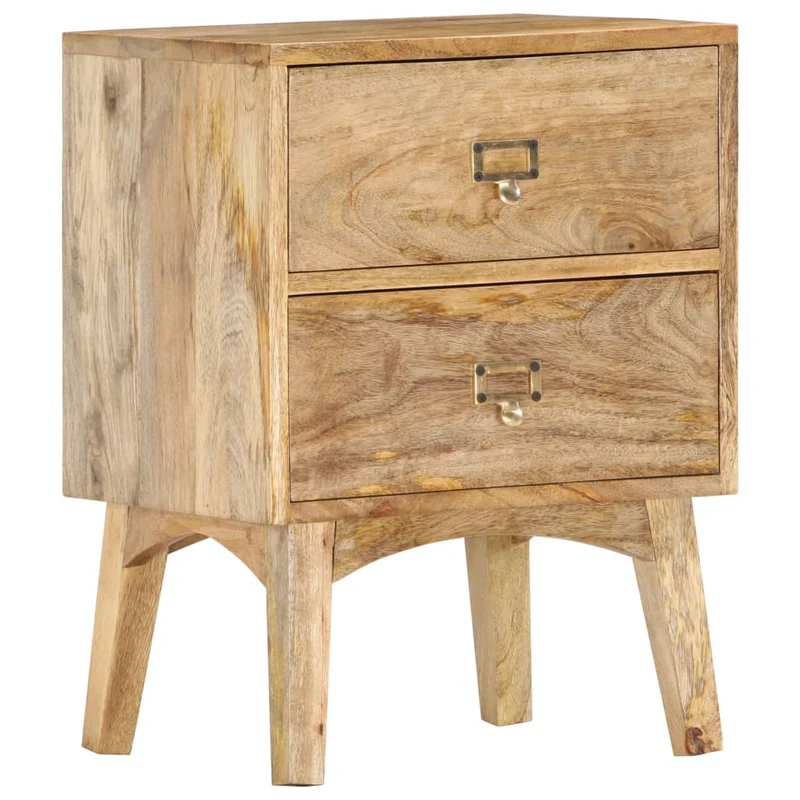 Table de chevet avec deux tiroirs 40 x 35 x 55 cm bois de manguier DEC033004