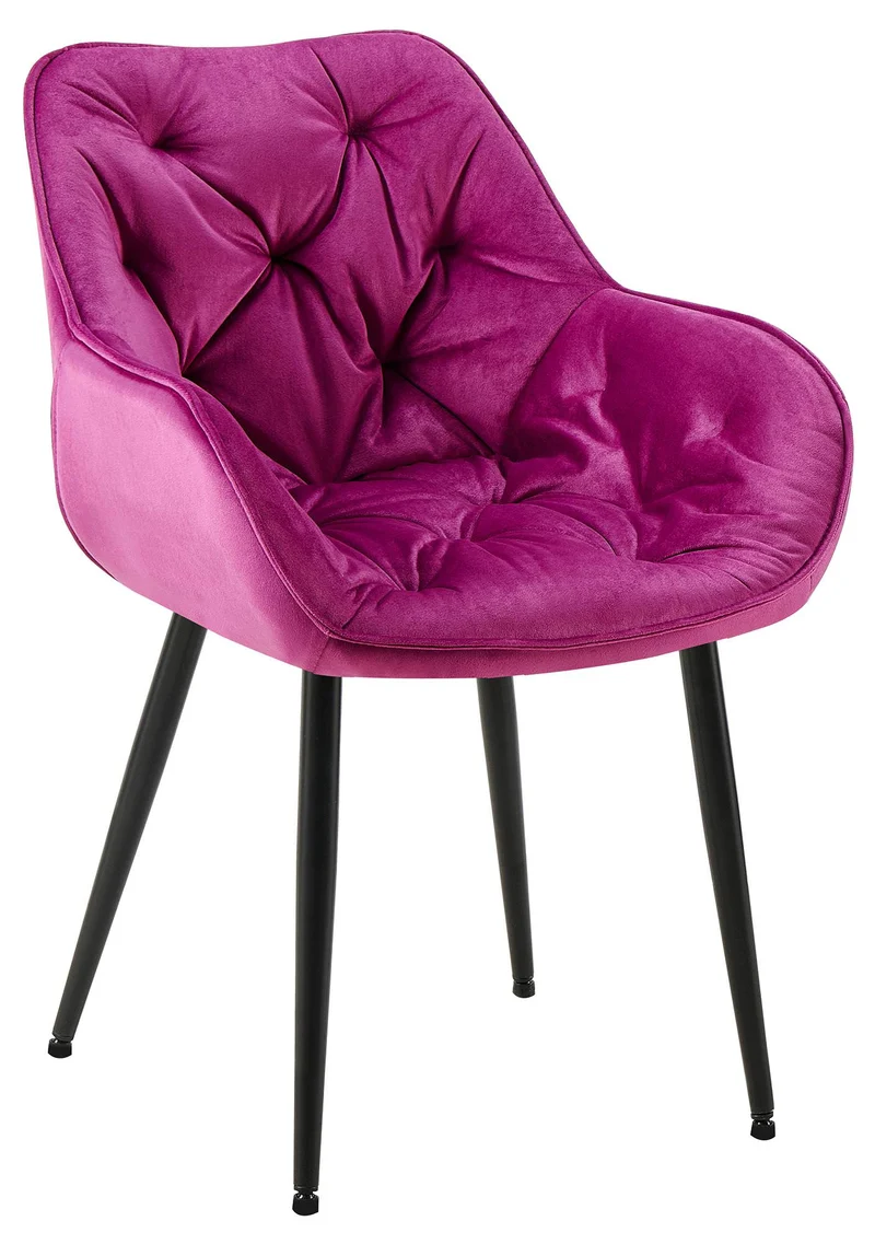 Chaise de salle à manger x1 design et moderne assise en velours violet et pieds en métal noir 10_0001494