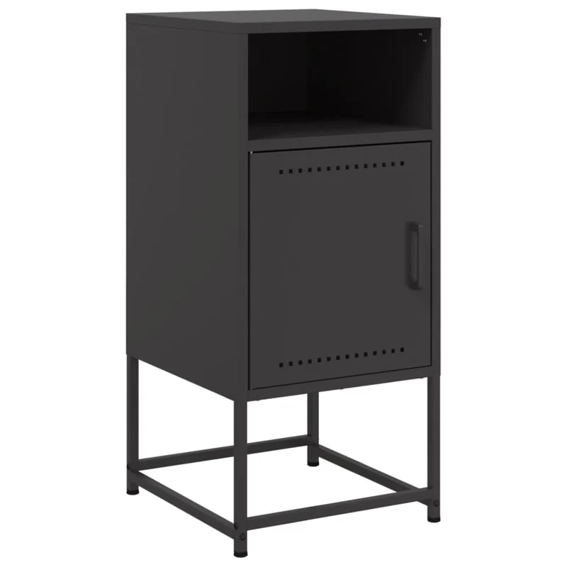 Table de chevet avec compartiment avec porte 36 x 39 x 78 cm acier noir DEC034378