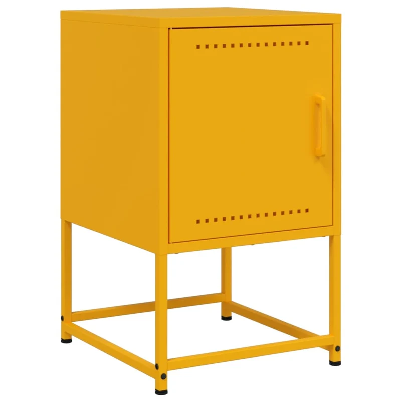 Table de chevet avec compartiment avec porte 36 x 39 x 60,5 cm acier jaune DEC034097