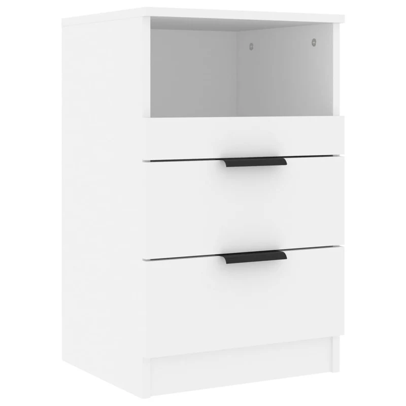 Table de chevet avec deux tiroirs 40 x 36 x 65 cm bois d'ingénierie blanc DEC033432
