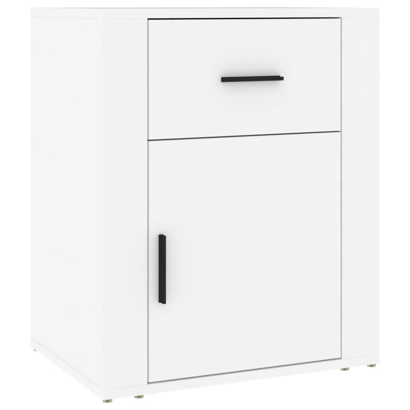 Table de chevet avec tiroir et compartiment avec porte 50 x 36 x 60 cm bois d'ingénierie blanc DEC033419