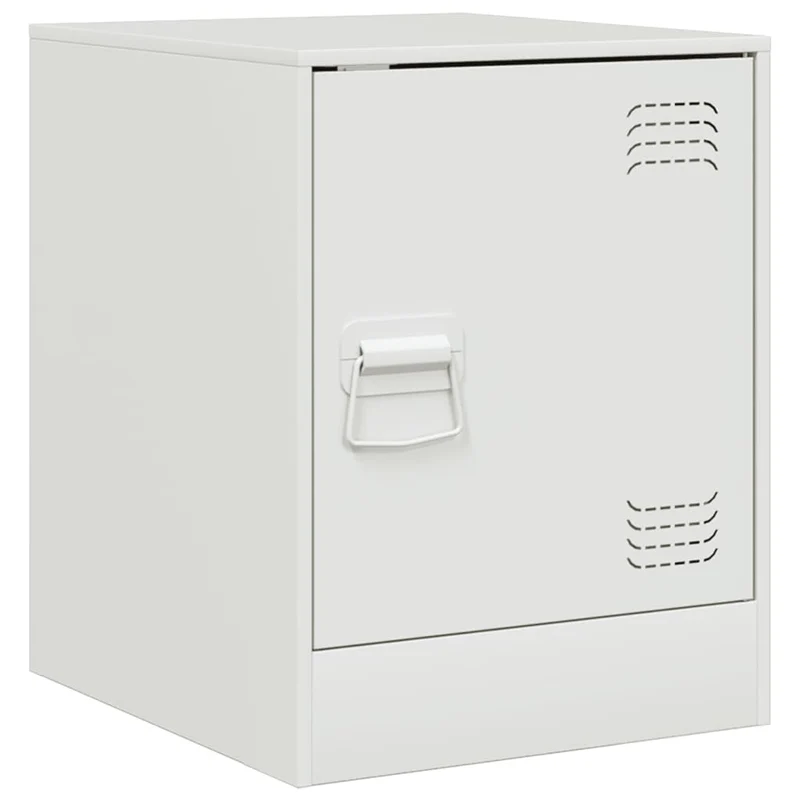 Table de chevet avec compartiment avec porte 34,5 x 39 x 44 cm acier blanc DEC033292
