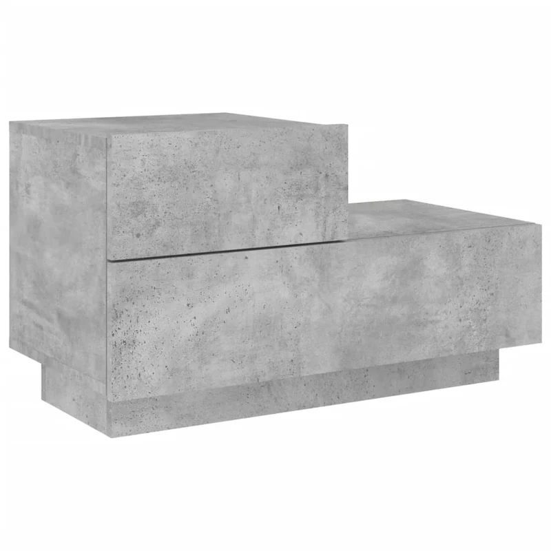 Table de chevet avec lumières LED et tiroirs 70 x 36 x 40,5 cm bois d'ingénierie gris DEC033193