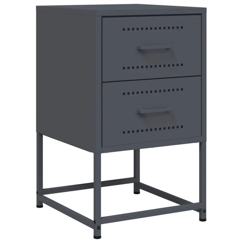 Table de chevet avec deux tiroirs 36 x 39 x 60,5 cm acier anthracite DEC033101