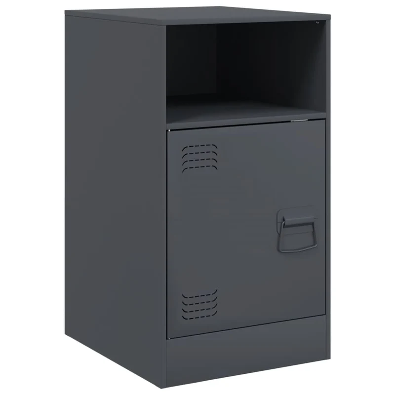 Table de chevet avec compartiment avec porte 34,5 x 39 x 62 cm acier anthracite DEC033090