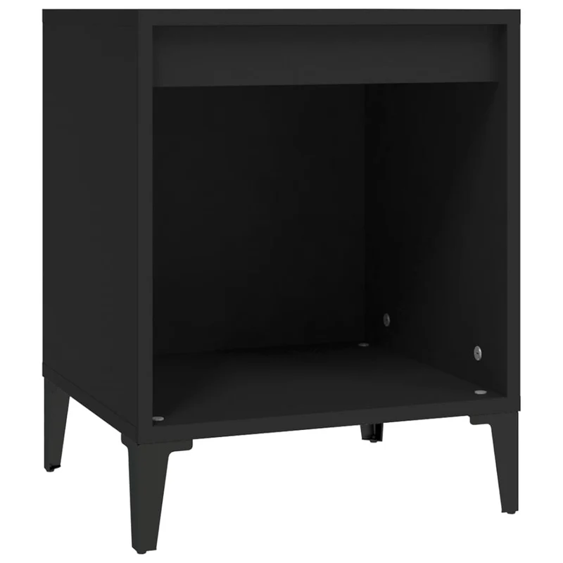 Table de chevet avec compartiment ouvert 40 x 35 x 50 cm bois d'ingénierie noir et métal DEC034433