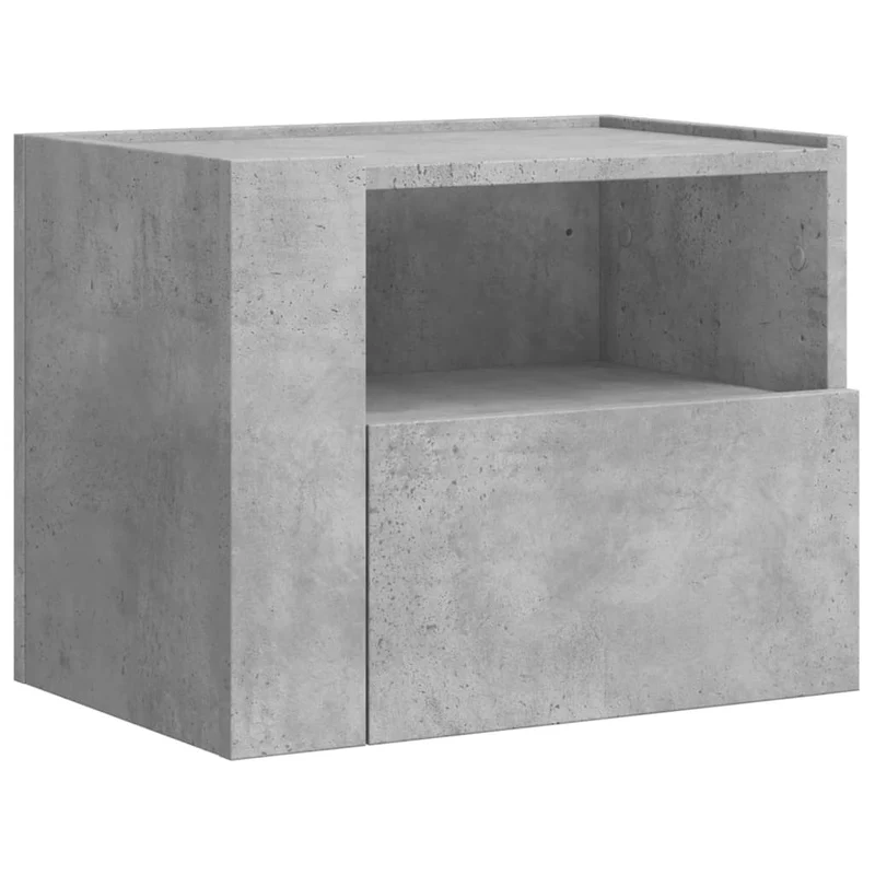 Table de chevet murale avec tiroir 45 x 30 x 35 cm en bois d'ingénierie gris DEC034299