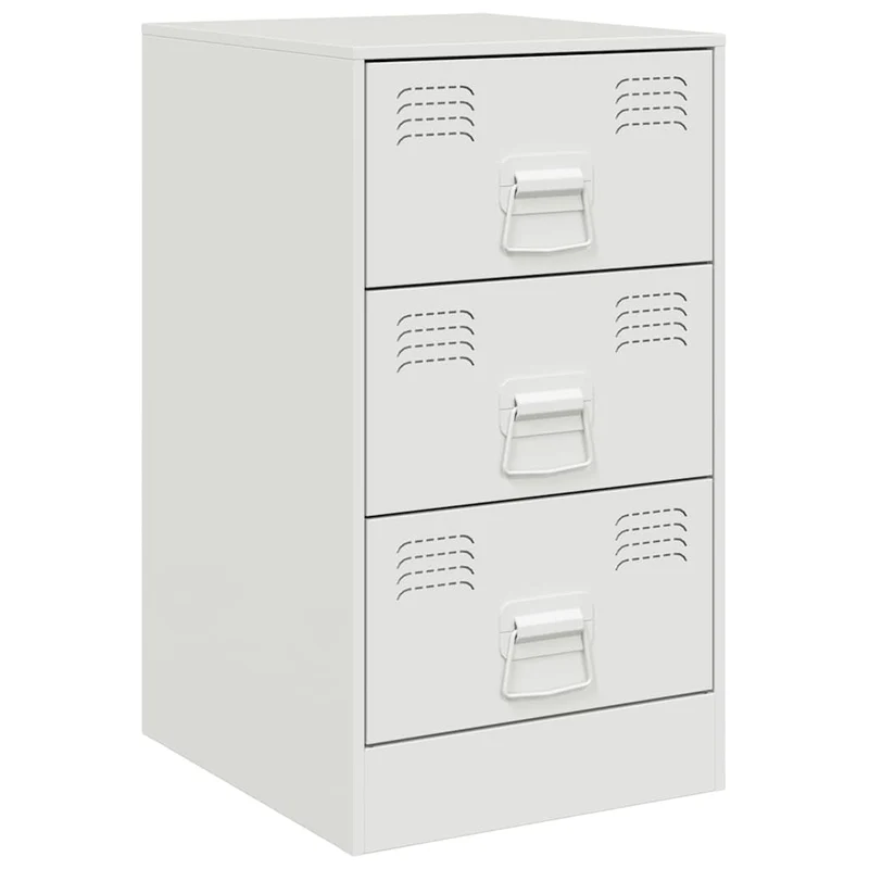 Table de chevet avec 3 tiroirs 34,5 x 39 x 62 cm acier blanc DEC033293