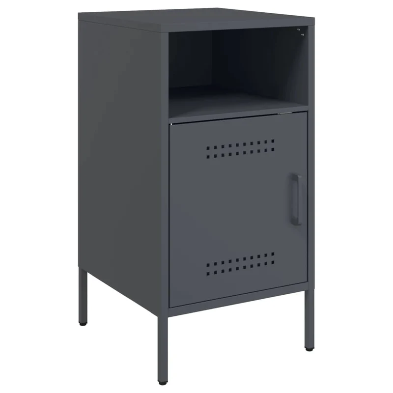 Table de chevet avec 2 compartiments 36 x 39 x 68 cm acier anthracite DEC033105