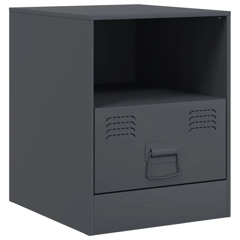 Table de chevet avec tiroir et compartiment ouvert 34,5 x 39 x 44 cm acier anthracite DEC033086