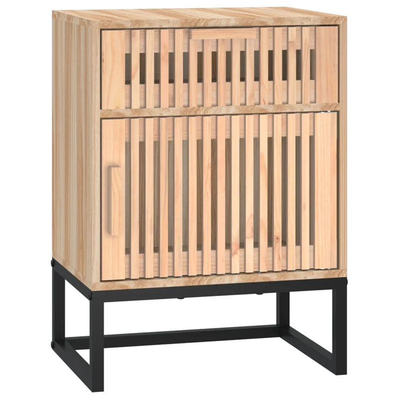 Table de chevet avec compartiment avec porte et tiroir 40 x 30 x 55,5 cm bois d’ingénierie et fer DEC032950