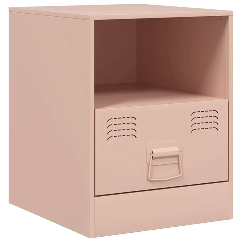 Table de chevet avec tiroir et étagère 34,5 x 39 x 44 cm acier rose DEC034548