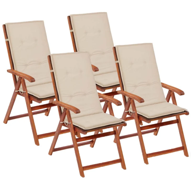 Lot de 4 coussins de chaise de jardin en tissu crème 120x50x3 cm DEC021547