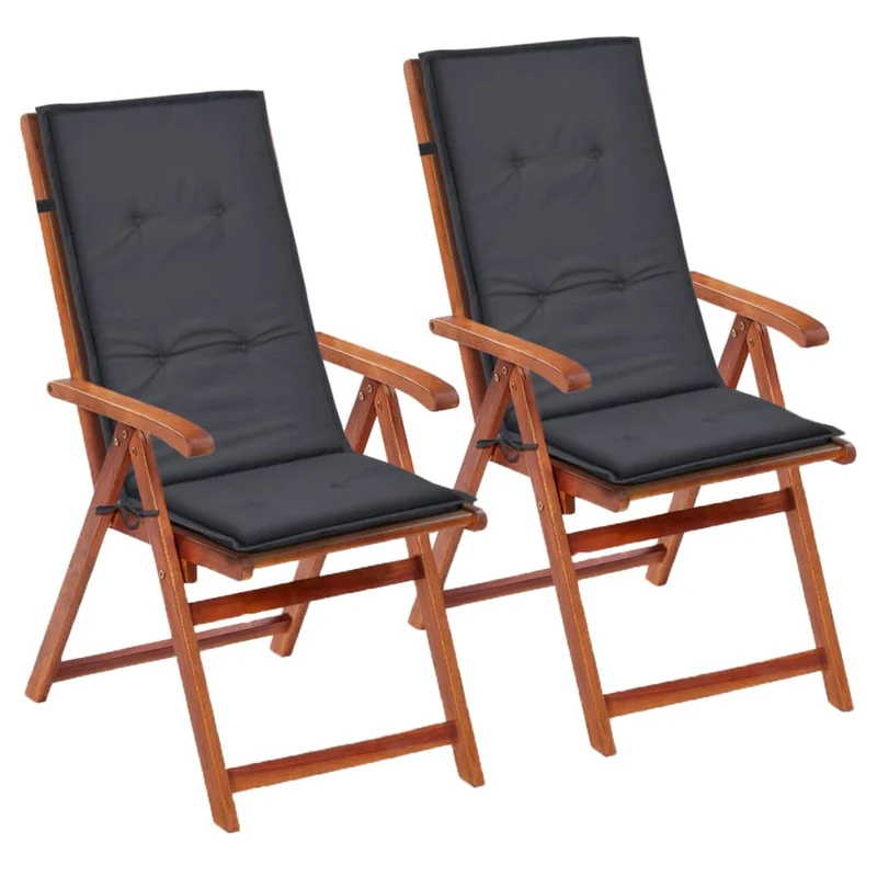 Lot de 2 coussins de chaise de jardin en tissu anthracite 120x50x3 cm DEC021542