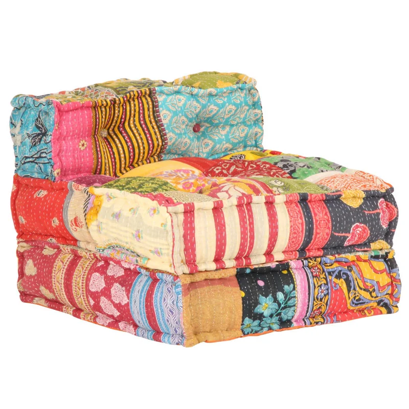 Coussin de sol pouf modulaire chaise longue en tissu Patchwork 60x70x51 cm DEC021298