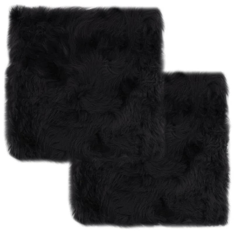 Lot de 2 coussins de chaise gris foncé 40x40 cm mouton véritable DEC021286
