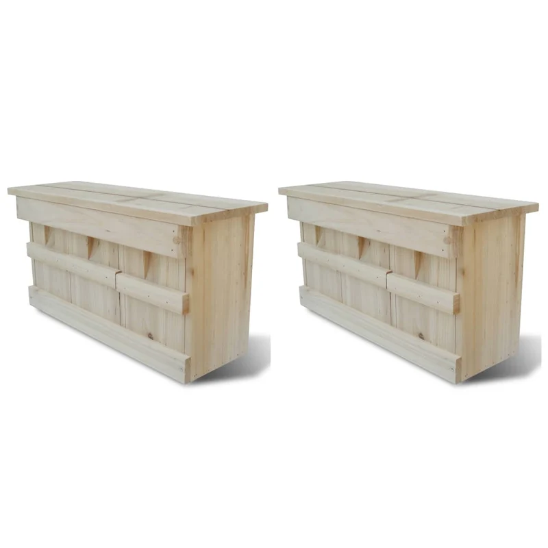 Nichoir décoration extérieur maison d'oiseaux moineau en bois 2 pièces 44x15,5x21,5 cm DEC020826