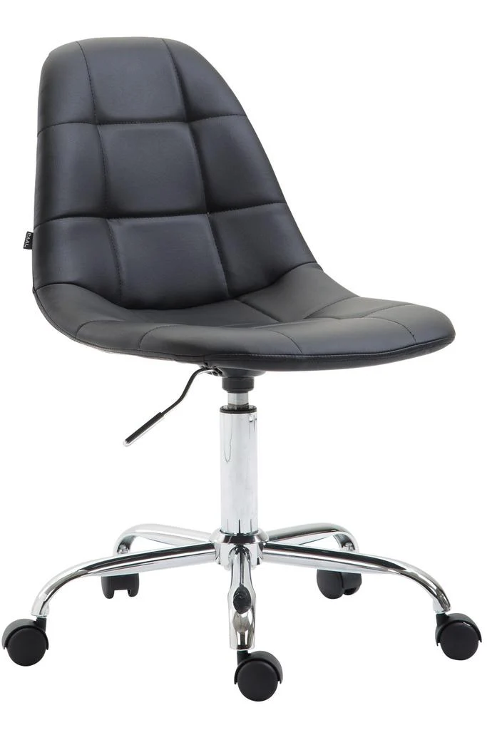 Chaise de bureau tabouret d'ordinateur sur roulettes hauteur réglable en synthétique noir TABO10113
