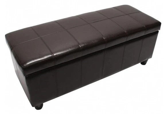 Banc banquette de rangement cuir reconstitué marron 112x45x45cm BAN04013