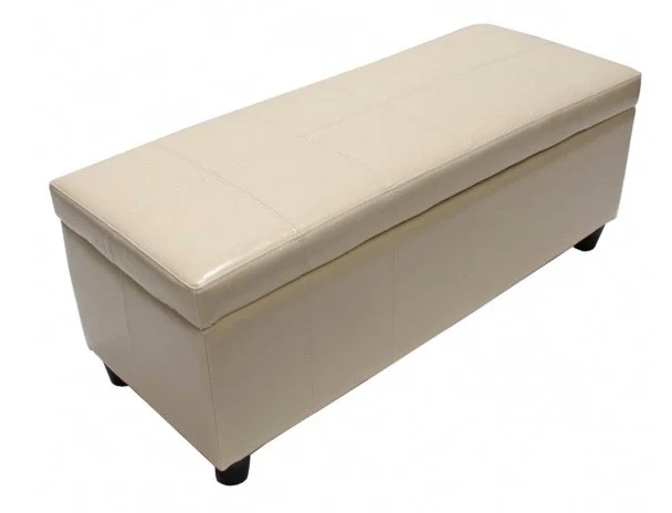 Banc banquette de rangement cuir reconstitué crème 112x45x45cm BAN04014