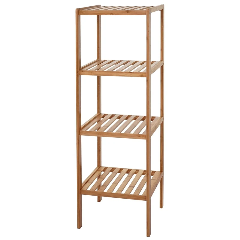 Étagère rangement salle de bain en bambou 4 niveaux SDB04020