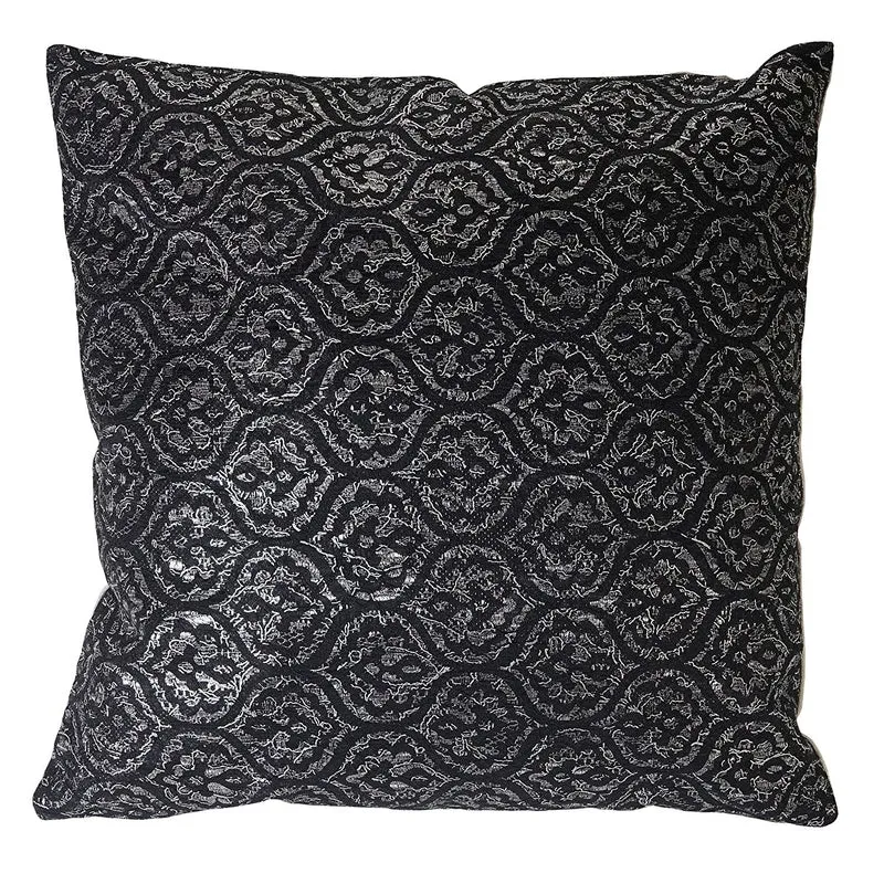 Coussin noir/gris brillant 45x45 cm déhoussable DEC04071